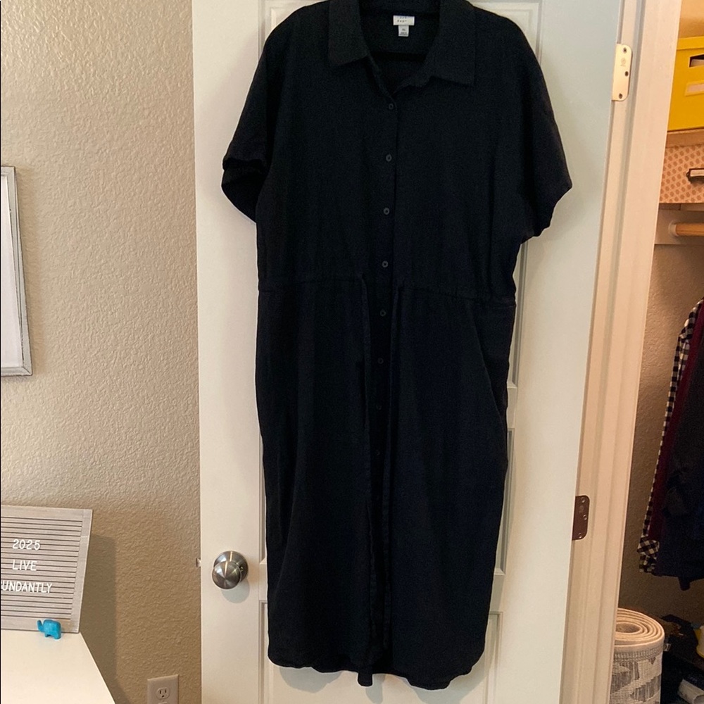 Black button up midi dress